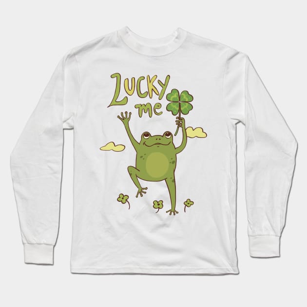 Lucky me - Frog Long Sleeve T-Shirt by Carol Caju